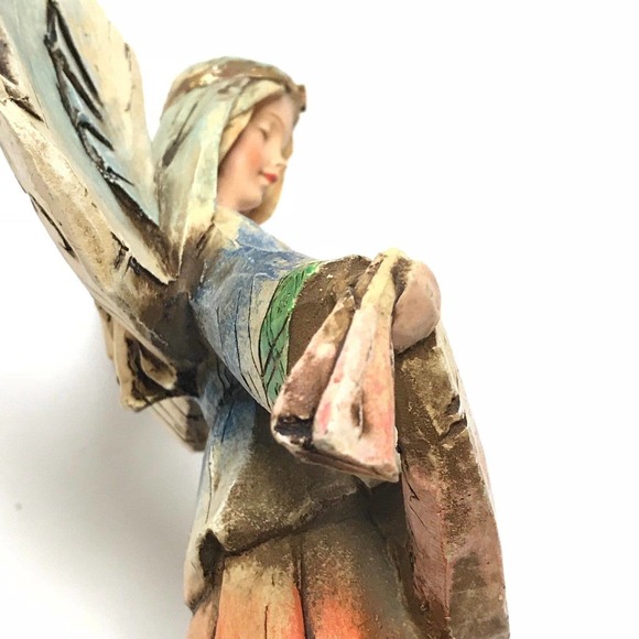 Angel Hallelujah Figurine Luke 2:10 Looks Like Carved Wood Resin - Picture 8 of 12